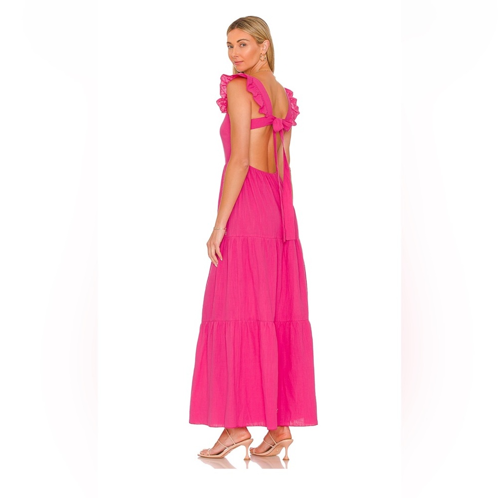 X Revolve Hot Pink Linen Maxi Dress, XS, NWT